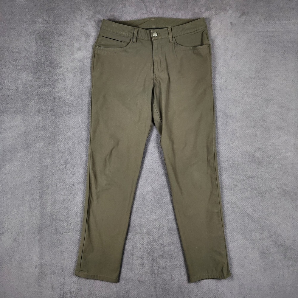 Lululemon ABC Pant Mens‎ 32 Dark Olive Classic Fit 5 Pocket Warpstreme 33x32